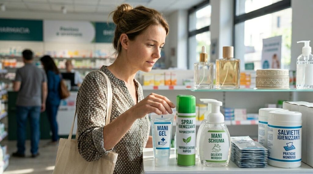 Gel disinfettante mani, guida a gel e spray igienizzanti 