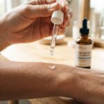 Applicazione sul braccio del siero riparatore pelle doposole